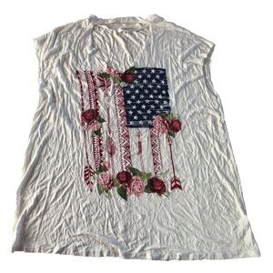 Color Code Collection USA Flag Roses Sleeveless Choker Top Size 2X NWT